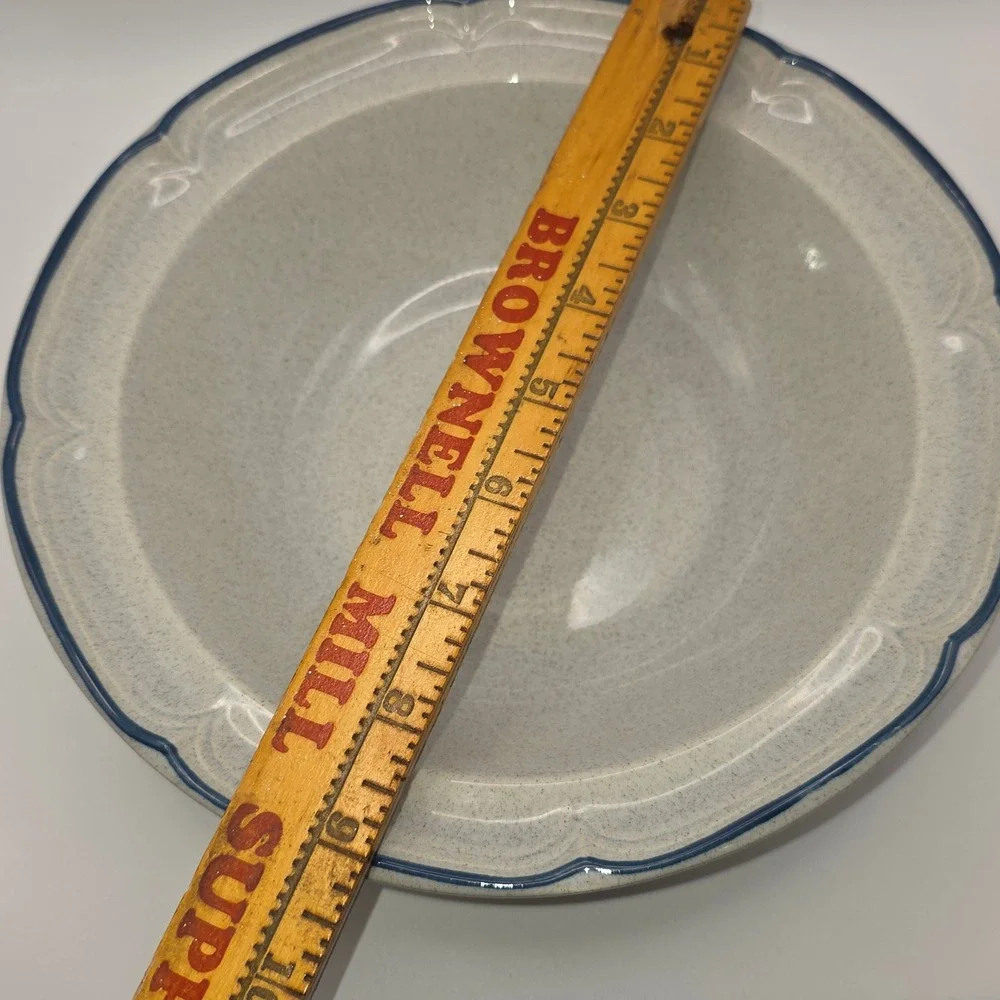 International‎ China Stoneware Heritage Pattern Serving Bowl Gray Blue Japan 9